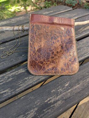 Leatherock USA Handcrafted Brown Textured Leather Crossbody Chain Strap Bag